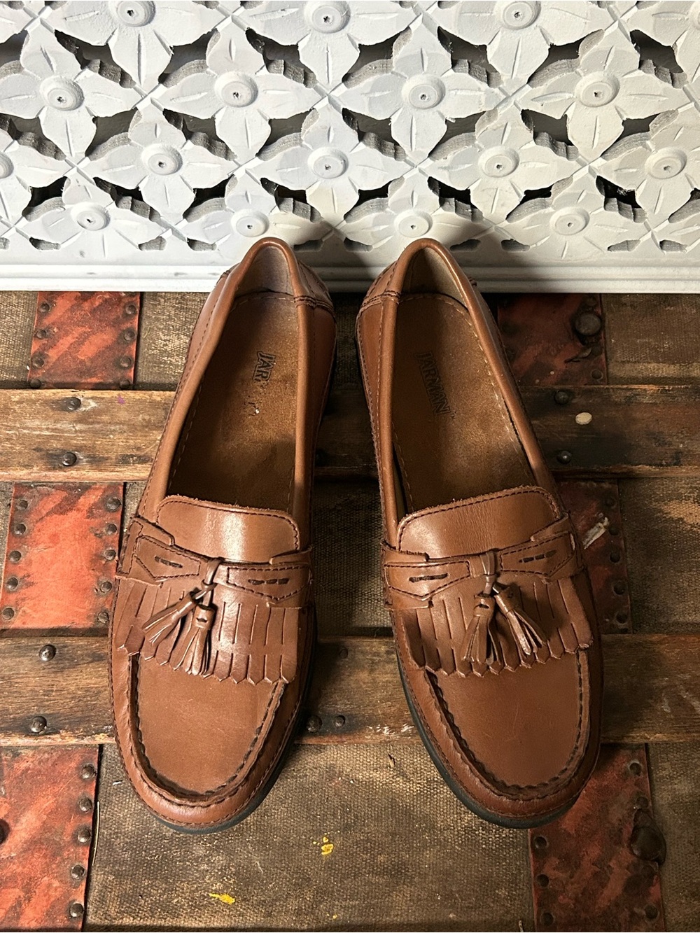 Jarman Leather Tassel Loafers Mens 10.5 Brown Kiltie Slip On Dress Shoes